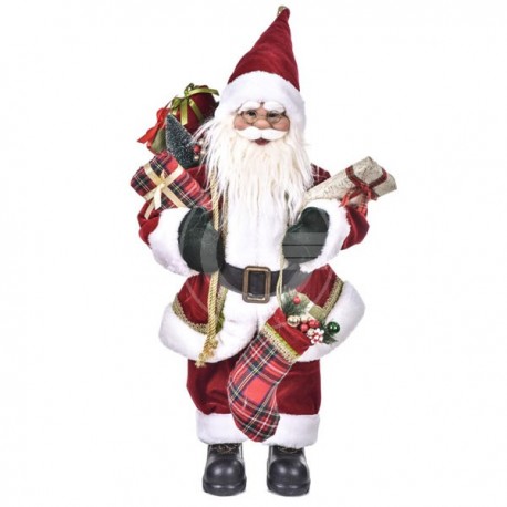 BABBO NATALE VELLUTO C/ REGALI 80 CM