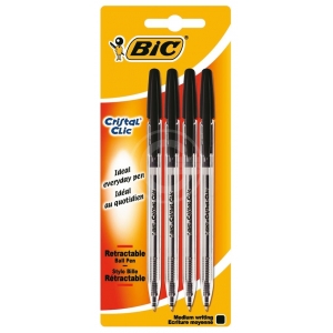 BLISTER BIC CRISTAL CLIC NERO 4PZ