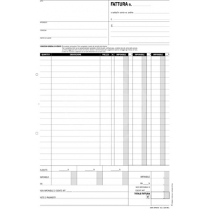 BLOCCO FATTURE 3 ALIQUOTE A4 2 COPIE CH.