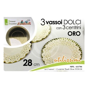 SET 3 VASI ORO+3 CENTRINI 28,5CM