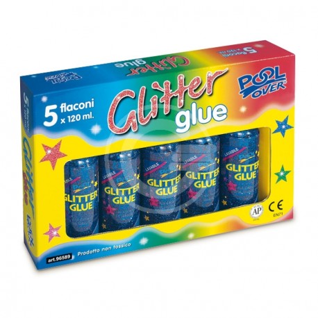 COLLA GLITTER BLU 120ML - 5PZ