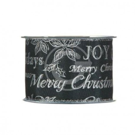 NASTRO BLACK MERRY CHRISTMAS MM.63X10MT