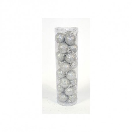 PALLINE 3CM SILVER GLITTER SET 24PZ